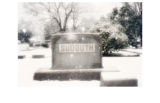 snowy headstone